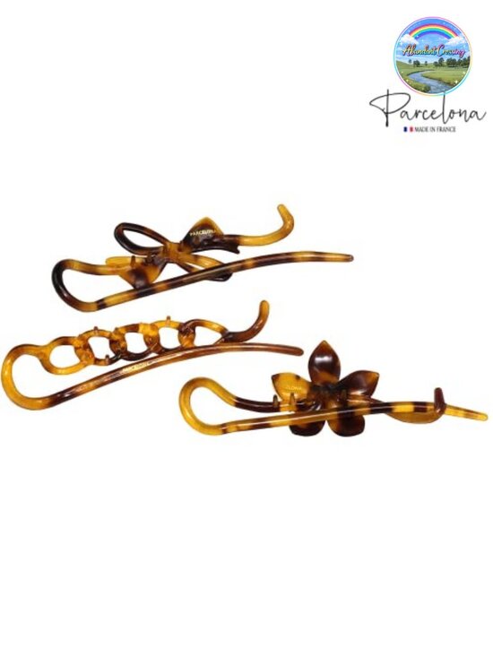 Set of 3 Metal Free Hair Clip Barrettes with Flower and Bow Design main image 5